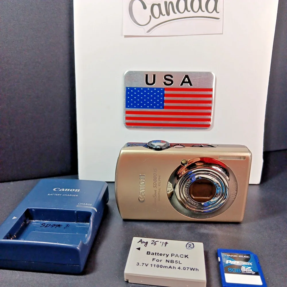 Canon Powershot SD880 IS Digital ELPH 10MP Camera SD, Battery, Charger Tested